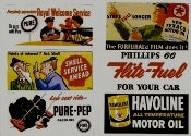 JLI 165 HO Gas Station and Oil Billboard Signs 1950's (6 Signs)